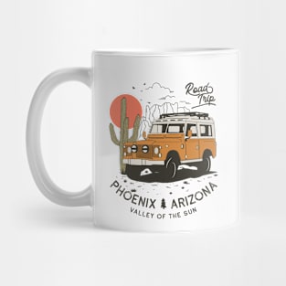 Vintage Phoenix AZ Desert Cactus Sunset Road Trip Mug